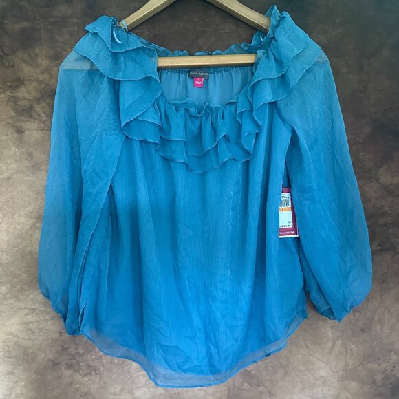 Vince Camuto for Dillard's Exclusive Peasant Top with Ruffles NWT - Picture 1 of 4